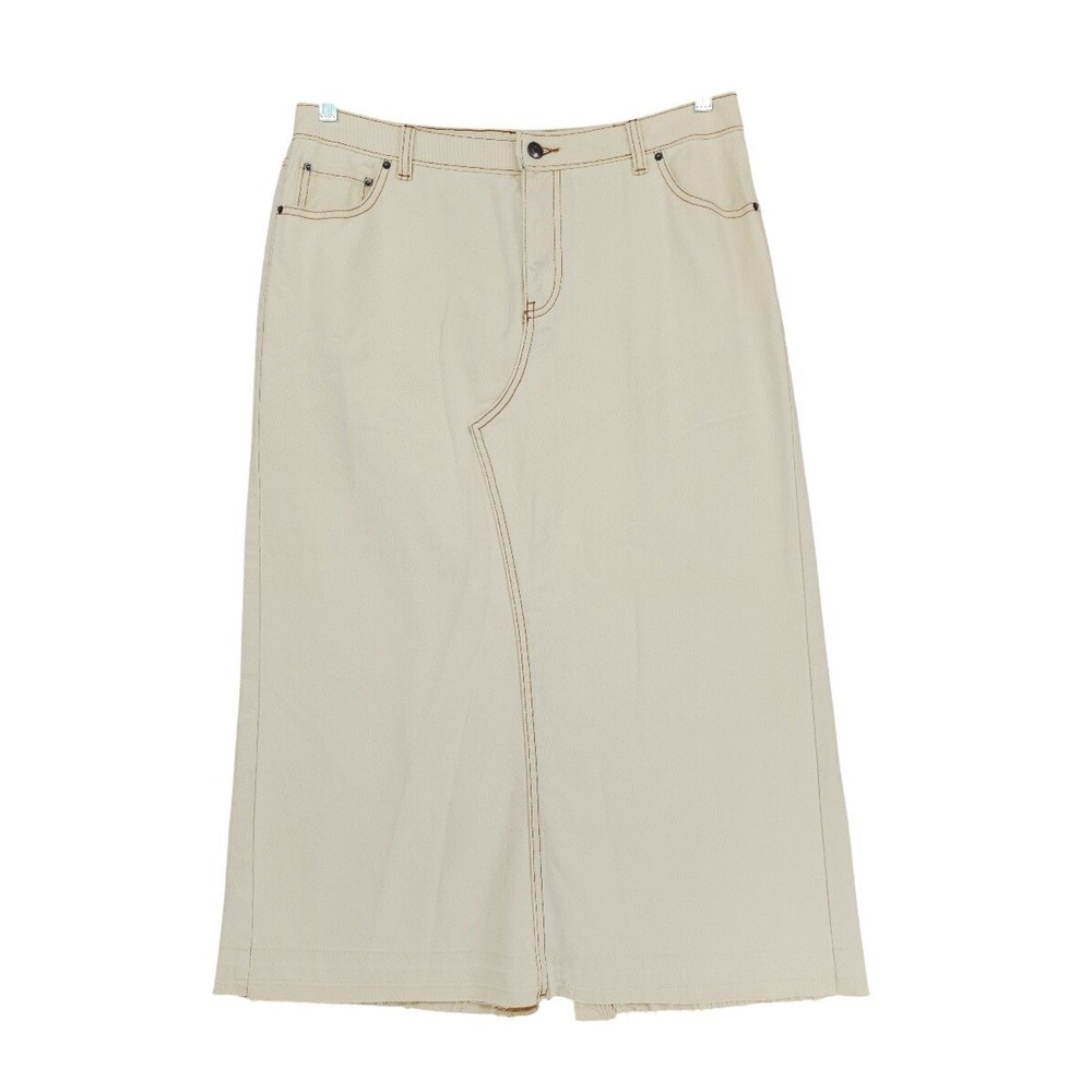 Future Collective Skirt 12 Womens Cream Denim Midi Reese Blutstein Boho Grunge - Picture 11 of 12